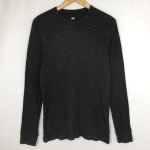 H&M Thermal Crewneck Shirt Regular Fit Charcoal Gray Black Mens Size Medium